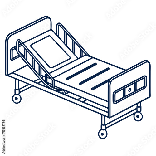 Vector art of hospital bed for patient care and medical treatment