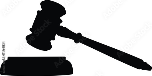 Silhouette gavel striking sounding block justice symbol isolated vector