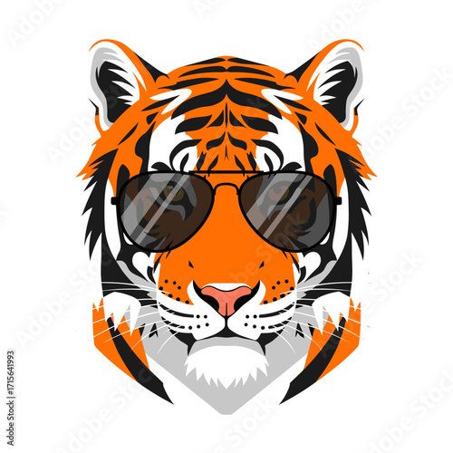 tiger face, cool tiger, cartoon tiger, stylish tiger, tiger with sunglasses, aviator sunglasses, orange tiger, striped tiger, fashionable tiger, trendy animal, wild cat, jungle animal, exotic animal, 