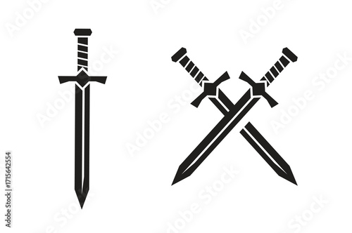 Crossed Swords Silhouette Vector art Design 