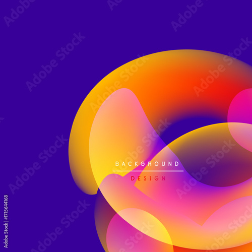 Abstract vibrant shapes overlap, creating dynamic colorful background. Gradient hues blend smoothly, offering modern aesthetic.