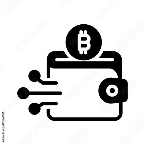 Vector solid black  icon for Bitcoin wallet