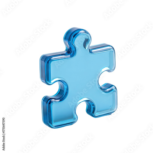 Single, light-blue, glossy puzzle piece