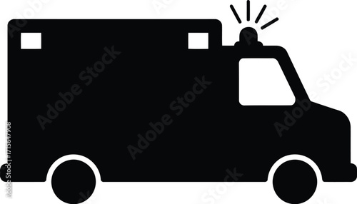 Ambulance emergency medical services vehicle icon silhouette vector
