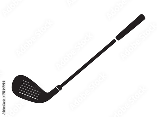 Silhouette of a golf club in action isolated on white background