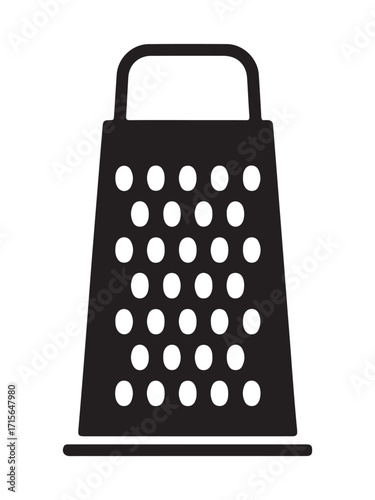 Black silhouette of a kitchen grater isolated on a white background isolated on white background