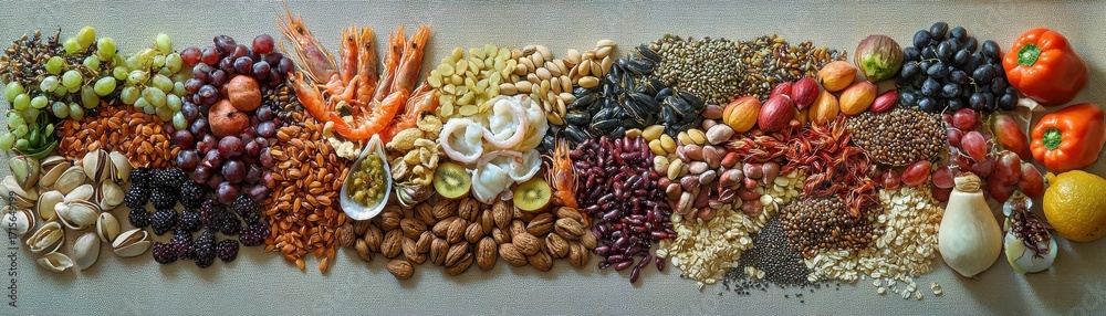Obraz premium Natural Assortment of Nuts, Seeds, and Dried Fruits