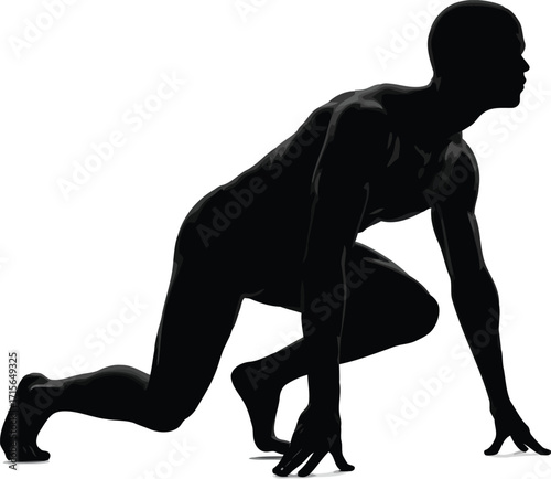 Runner silhouette starting race athleticism speed determination sport vector