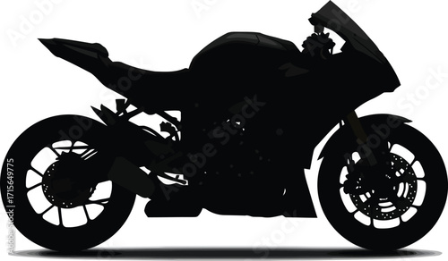Silhouette of a sleek modern sport motorcycle isolated on white studio shot vector