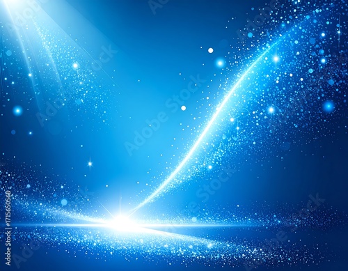Abstract glowing blue background with light trails
