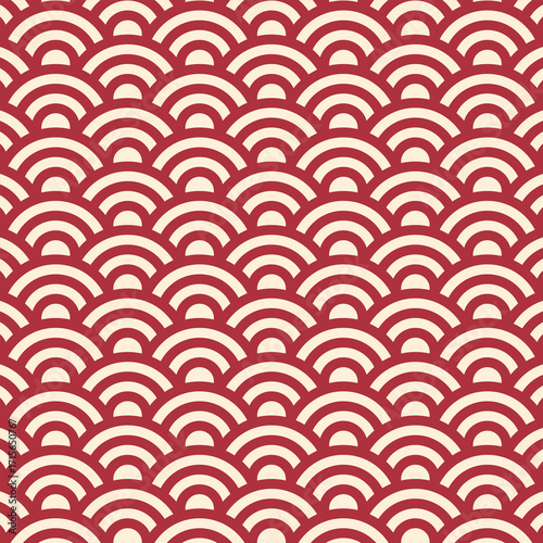 Red Japanese wave pattern background. Japanese seamless pattern vector. Waves background illustration. for clothing, wrapping paper, backdrop, background, gift card.