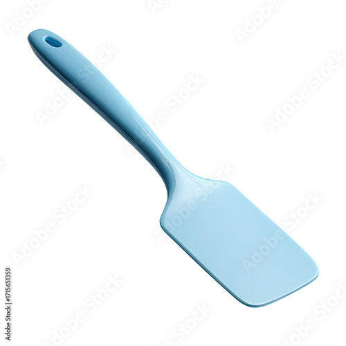 Light-blue, flat spatula with a handle