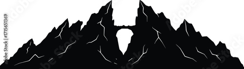Dramatic mountain arch silhouette majestic peak landscape adventure exploration vector