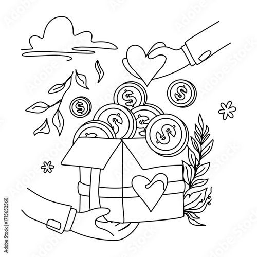 Generosity and Giving: A Handful of Donations in a Gift Box