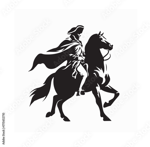 Ancient European Warrior Riding Horse Silhouette Vector on white background