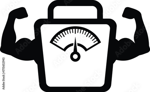 Muscular scale icon strength weight loss fitness concept vector