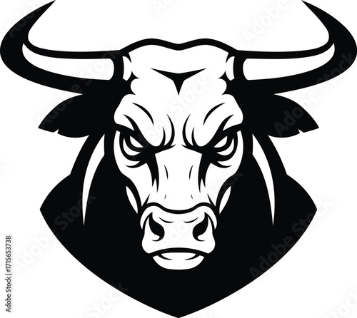 Fierce bull head mascot logo symbol strength power aggression vector