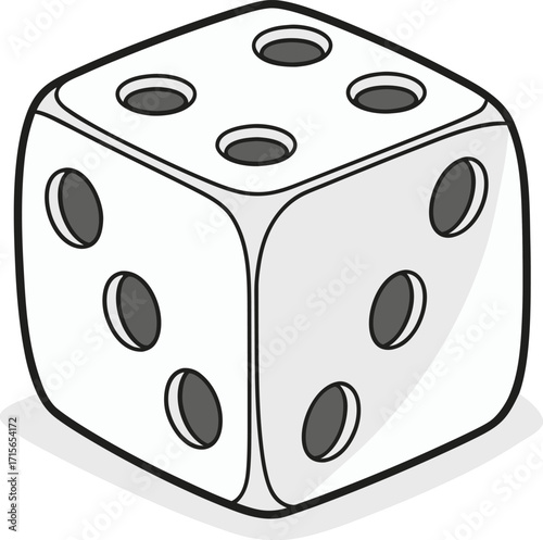 White 3D Dice Cube Vector – Realistic Casino Game Dice Design