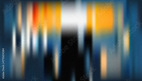Abstract Motion Blur Background: Vertical Light Streaks with Noise Texture, Cool Tones, Dark Blue and Orange Hues.