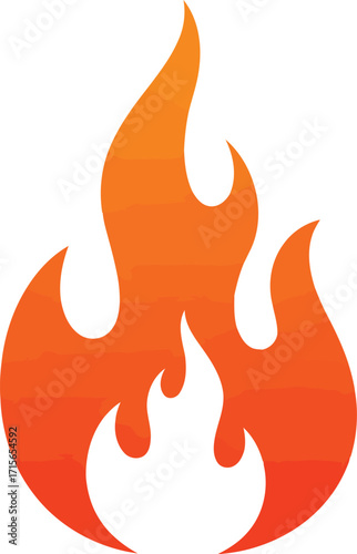 Fiery flame icon vivid orange glow heat energy symbol digital graphic vector