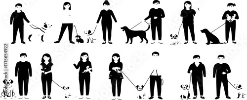 Group people all ages activities with dogs
