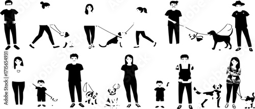 Group people all ages activities with dogs
