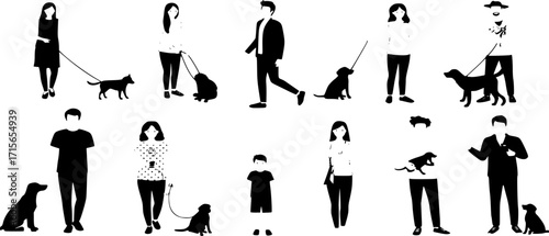 Group people all ages activities with dogs
