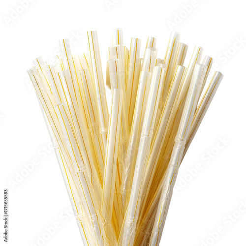 Bunch of pale yellow drinking straws
