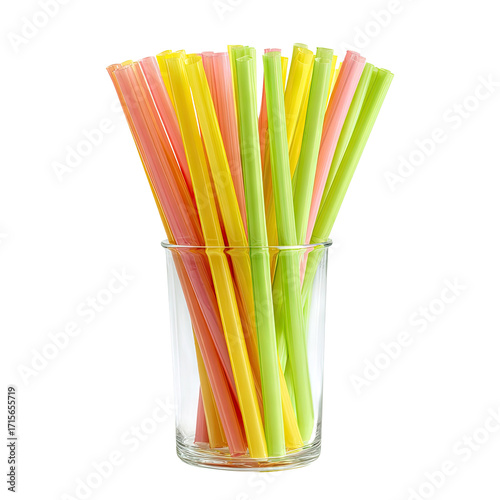 Colorful candy straws in a glass