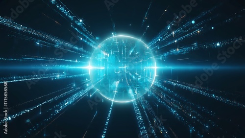 Glowing sphere with data streams