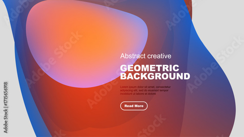 Abstract colorful shapes overlap, creating dynamic background. Text promotes further exploration via button.