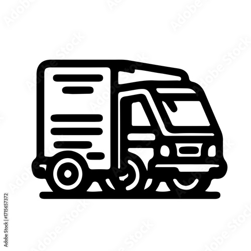 Delivery Van Black and White Vector Icon