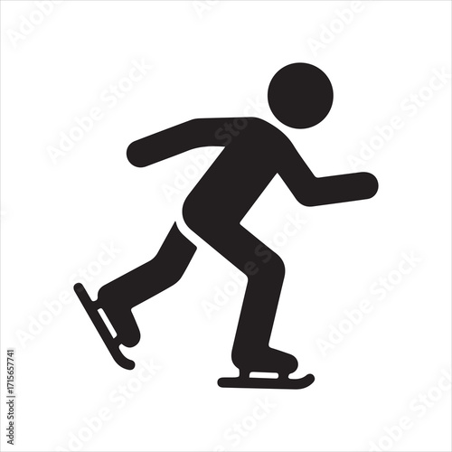 Ice Skating icon silhouette vector with white background