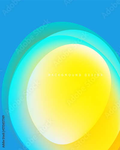 Bright gradient circles overlap. Yellow center transitions to turquoise, then blue. Modern design element for backgrounds.