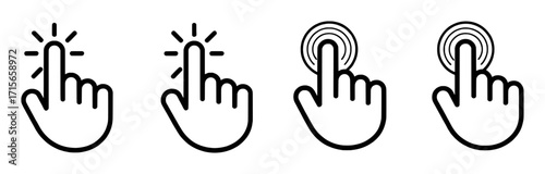 Set of four hand cursor icons indicating touch or click actions