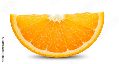 Close-up of a juicy orange slice, showcasing its vibrant color and internal structure.