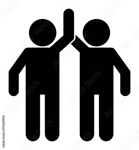 Two stick figures giving each other a high five, celebrating success