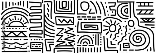 Abstract geometric shapes on a white background. Tribal ornament on a seamless background. Navajo design element for fabric, wallpaper and wrapping paper.