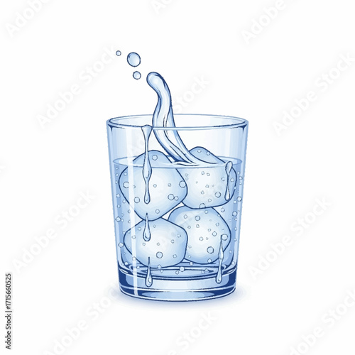 Refreshing Glass of Water with Ice Cubes and a Splash A Cool and Hydrating Beverage