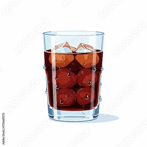 Refreshing Iced Dark Soda Drink in a Glass with Ice Cubes