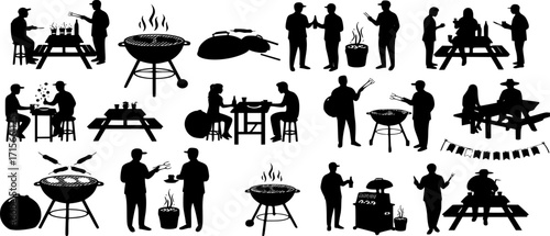 Bbq Scene Silhouette Vector Illustration Graphic

