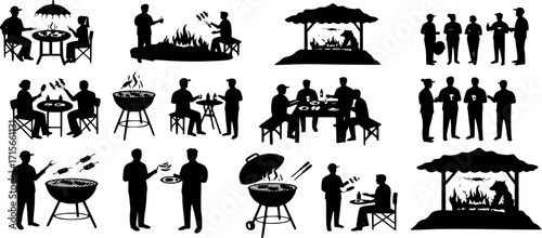 Bbq Scene Silhouette Vector Illustration Graphic
