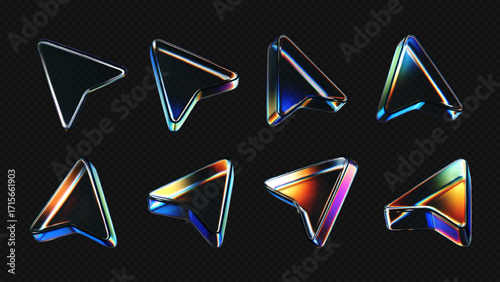 8 Transparent Glass Arrow Symbols
