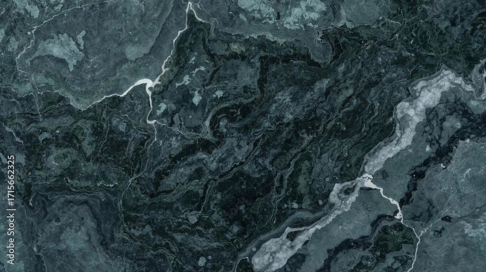 Fototapeta premium Abstract Marble Stone Texture – Natural Mineral Pattern Background Grey Dark Green Black 