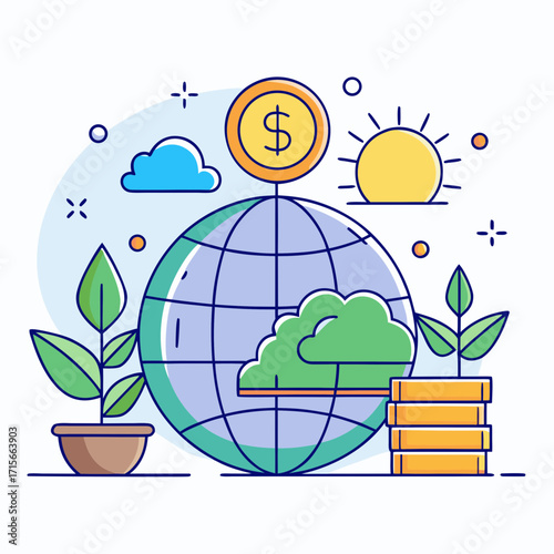 Global financial growth and sustainable development concept