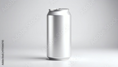 Blank Silver Soda Can Mockup on White Background - Product Presenta...