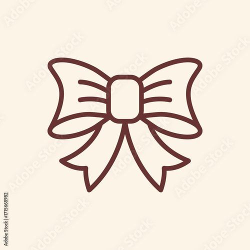 Elegant minimalist bow icon, a simple yet charming design perfect for adding a festive or decorative touch to any project, instantly enhancing visual appeal and conveying celebration.