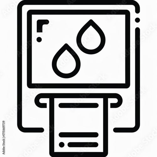 A digital device with a water drop icon and a paper printout.