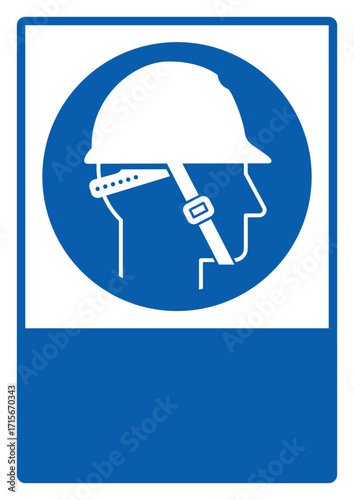 mandatory safety signs_wear head protection and chin straps must be worn your custom message here portrait size a4/a3/a2/a1 v2	 