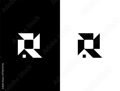 modern and clever logo design combines the letter R with a house or roof symbol. Its clean, geometric shapes and abstract style make it an ideal choice for a real estate, property management